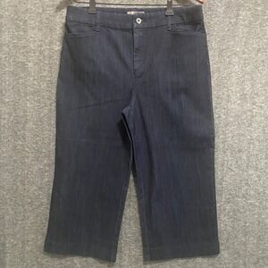 Chicos Crop Denim Pants Womens 1‎ US 8 Dark Wash High Rise Comfort Stretch Capri